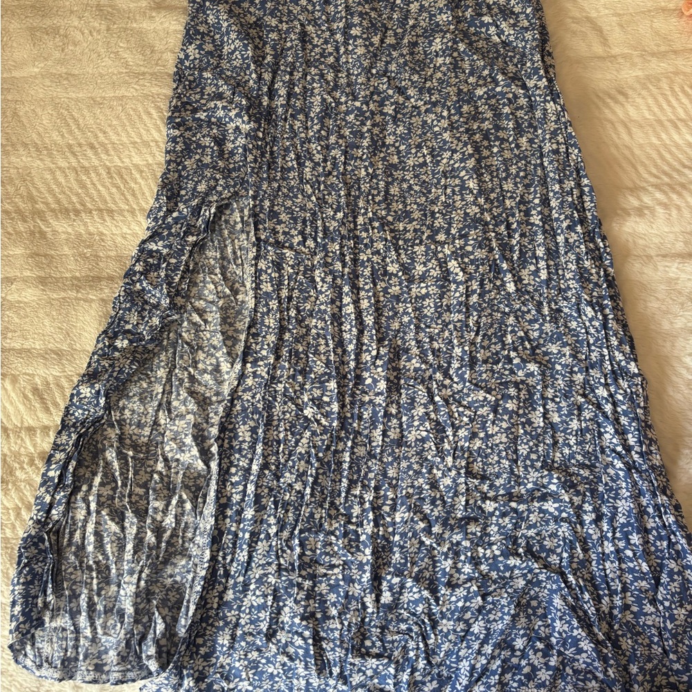 Floral Blue Skirt Midi